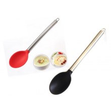 Metal Saplı Silikon Servis Kaşığı Siyah 34 Cm