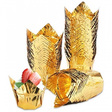 Alüminyum Folyo Tulip Muffin Kek Kalıbı Altın 25 Adet