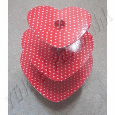 Karton Cupcake Stand Kırmızı Kalpli