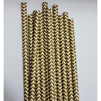 Gold Zigzaglı Karton Pipet 