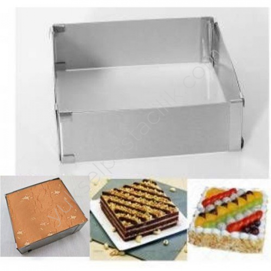Ayarlanabilir DikdörtgenKare Pasta Çemberi Yükseklik 10 Cm En Uygun